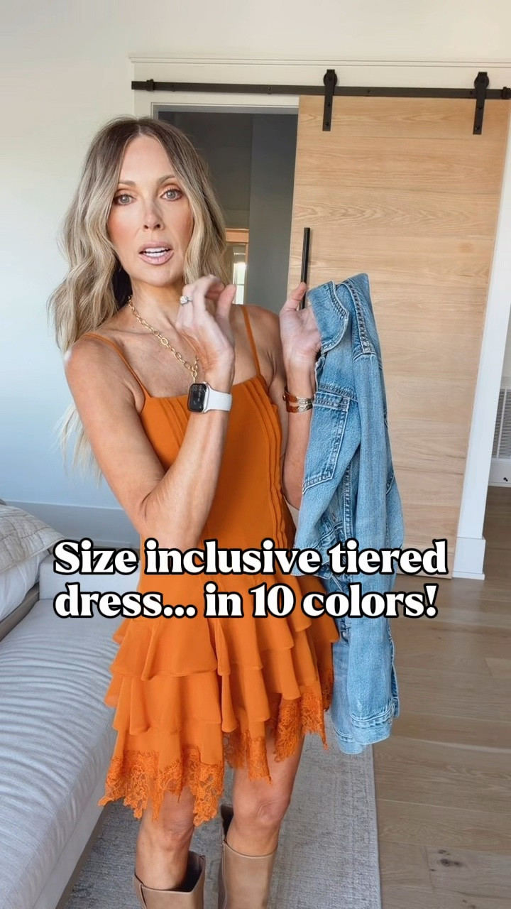 Size inclusive and available in 10 colors, this tiered dress is really versatile and can be worn in so many ways!  I'm putting it into the universe that I'd like to wear it to Ella Langley at her Univ of Tenn concert. True to size.