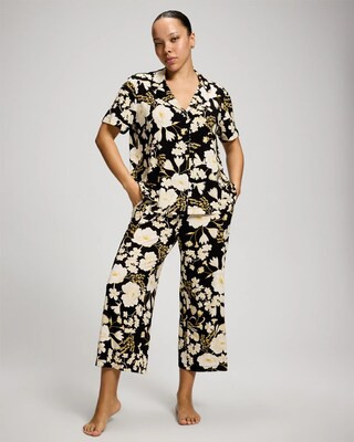 Women's Cool Nights Cropped Pajama Pants in Black size XL | Soma Mother's Day Pajamas | SOMA
