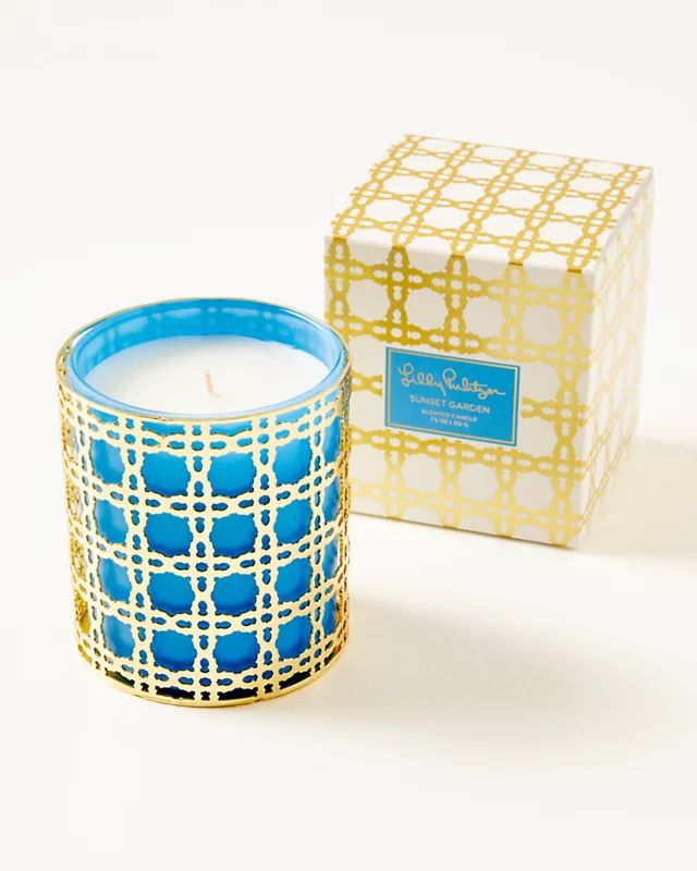 Glass Candle With Gold Caning | Lilly Pulitzer | Lilly Pulitzer