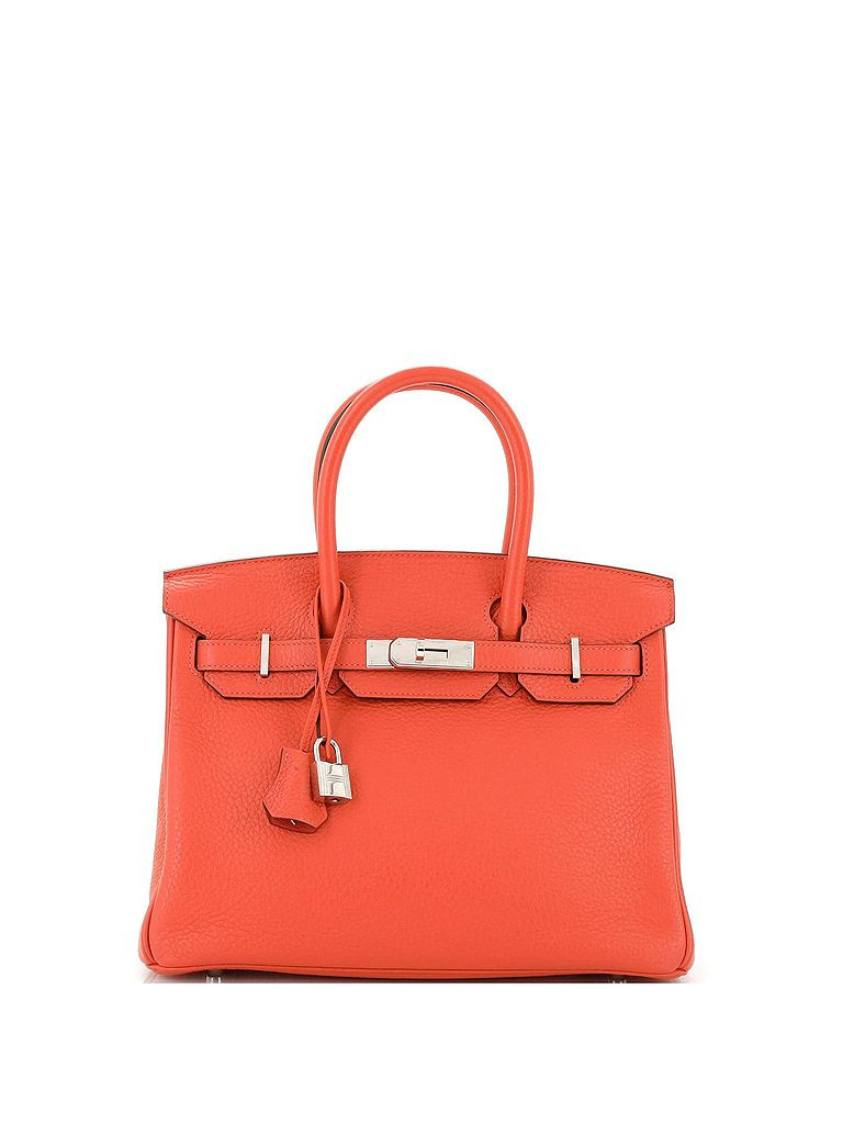 Hermès 100% Leather Orange Birkin Handbag Orange Clemence with Palladium Hardware 30 One Size - ... | ThredUp