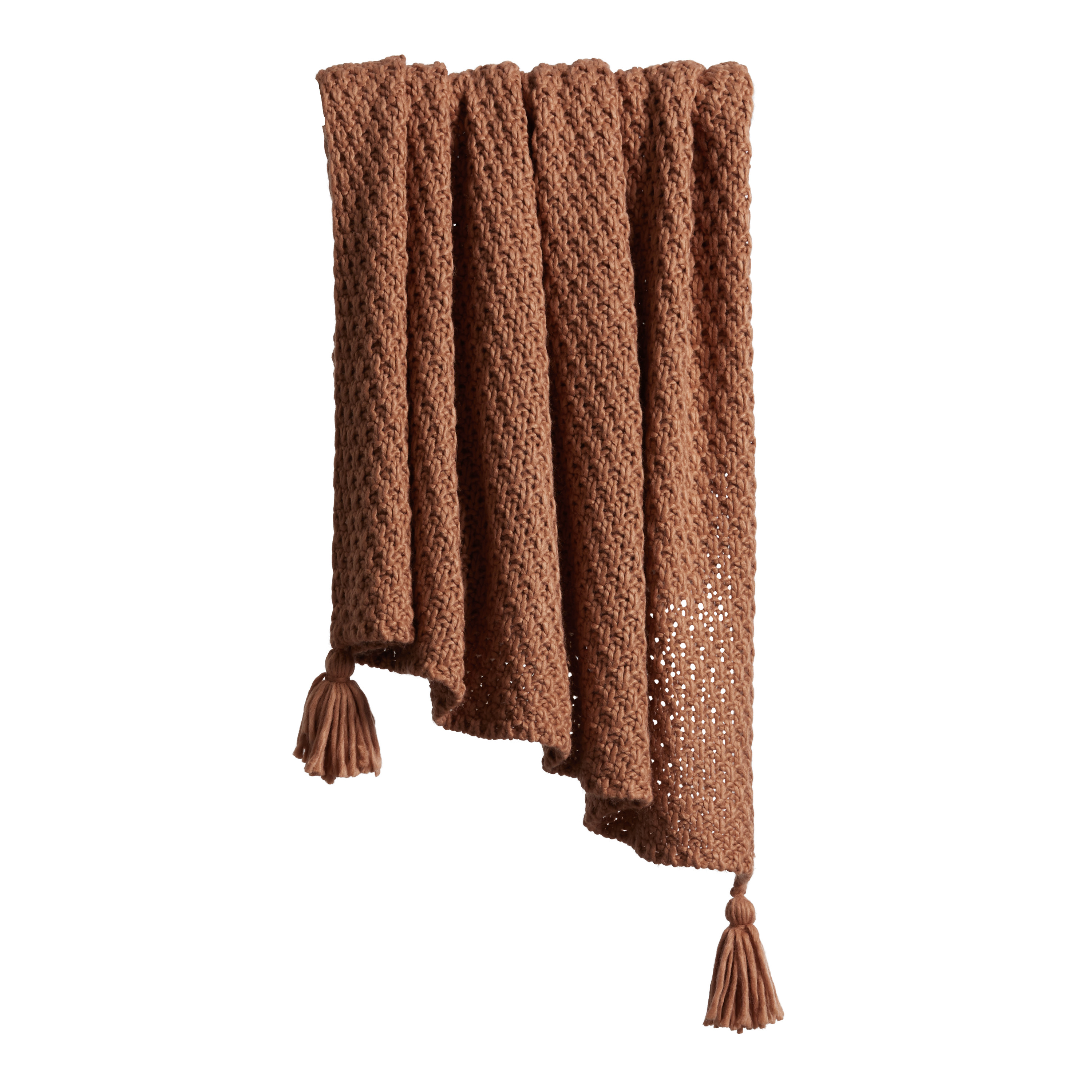Terracotta Knit Throw Blanket | World Market
