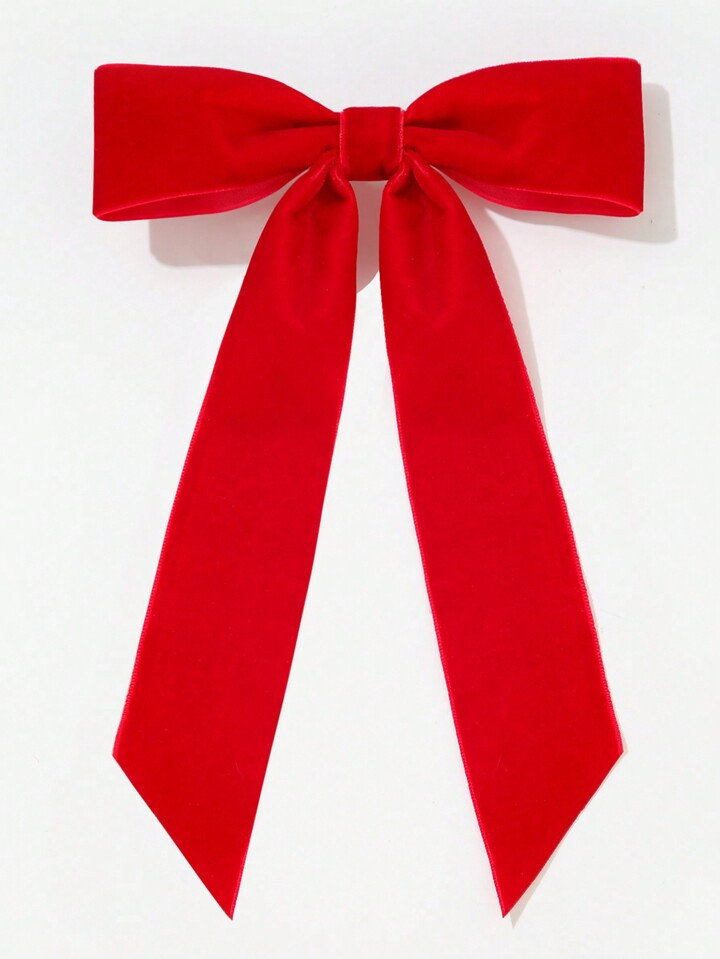 1 stuk Rood Fluweel Enkele laag Strik haarklem Voor Herfst/Winter Paardenstaart | SHEIN