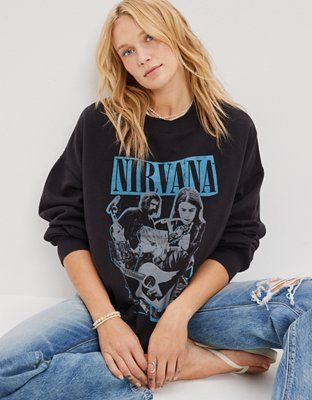 AE Oversized Nirvana Graphic Sweatshirt | American Eagle Outfitters (US & CA)