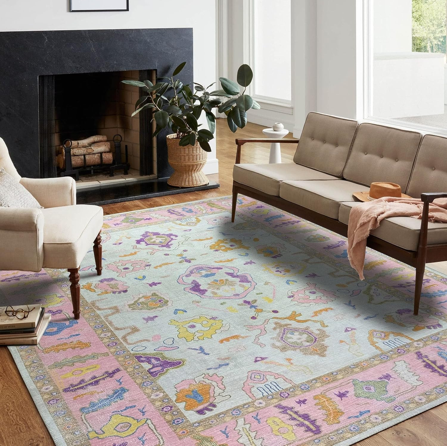 Modern Oushak Rug, Vintage Turkish Colorful Oriental Antique Inspired Area Rugs, Luxury Living Ro... | Amazon (US)