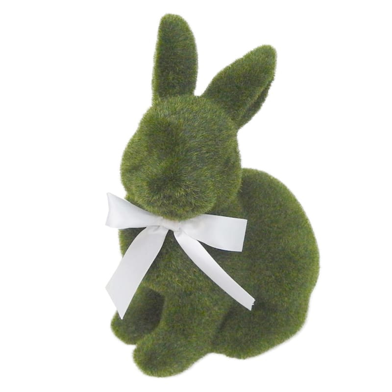 Providence Green Flocked Easter Rabbit Decor, 9" | At Home