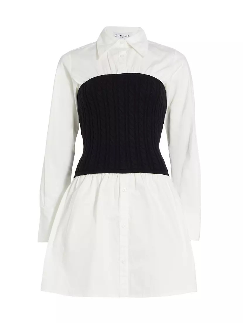 Waverly Cotton & Cable-Knit Shirtdress | Saks Fifth Avenue