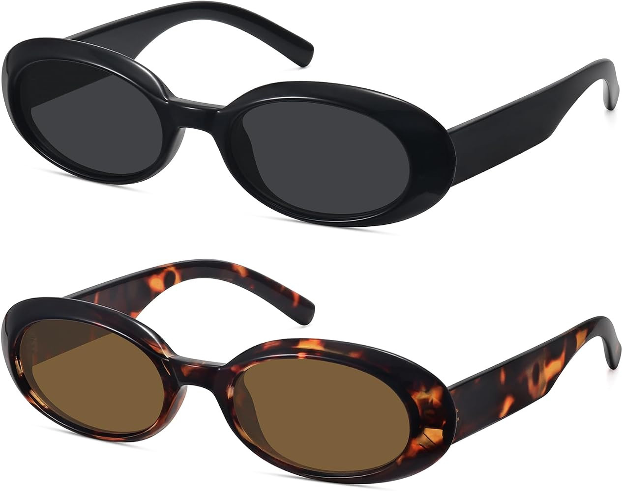 WOWSUN Retro Oval Sunglasses for Women Trendy 90s Vintage Small Face Shades Sun Glasses UV Protec... | Amazon (US)