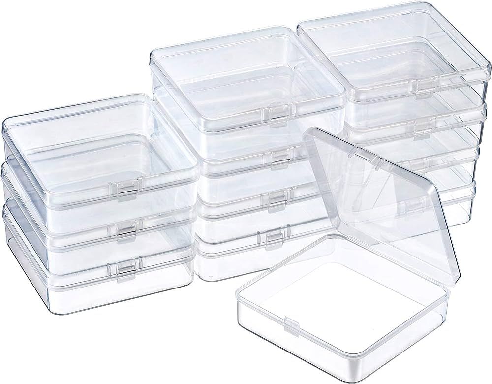 SATINIOR 24 Packs Small Clear Plastic Beads Storage Containers Box with Hinged Lid for Storage of... | Amazon (US)