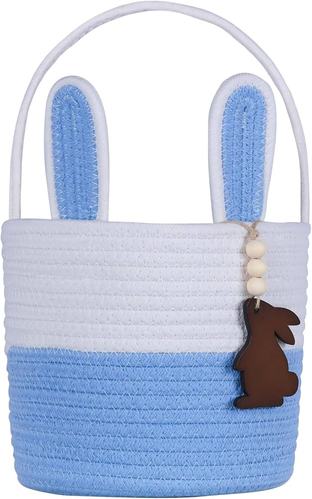 Easter Basket, Empty Easter Baskets for Kids Boys Girls with Bunny Tag Egg Basket Eater Gifts for... | Amazon (US)