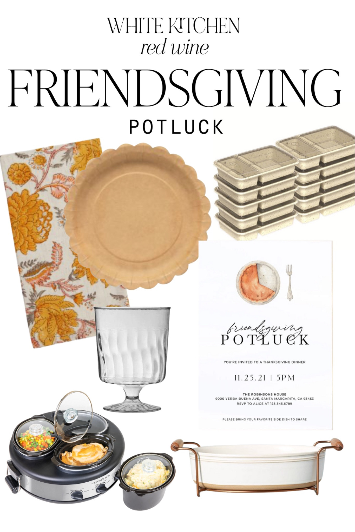 Friendsgiving Potluck party inspiration...don't forget your crockpots, chic disposable dinner plates, and to-go boxes for guests! 

#LTKhome #LTKHoliday #LTKSeasonal