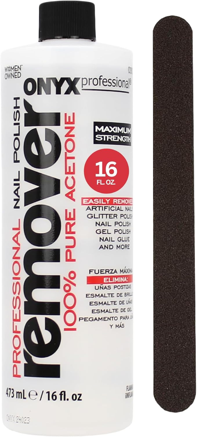 Onyx Professional 100% Acetone Nail Polish Remover for Gel, Artificial & Glitter Nail Polish, Qui... | Amazon (US)