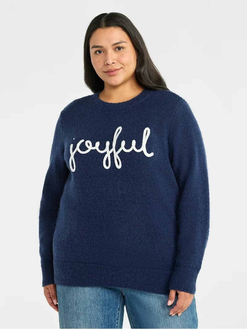 Terra & Sky Women's Plus Holiday Talking Sweater, Midweight, Sizes 0X-4X | Walmart (US)