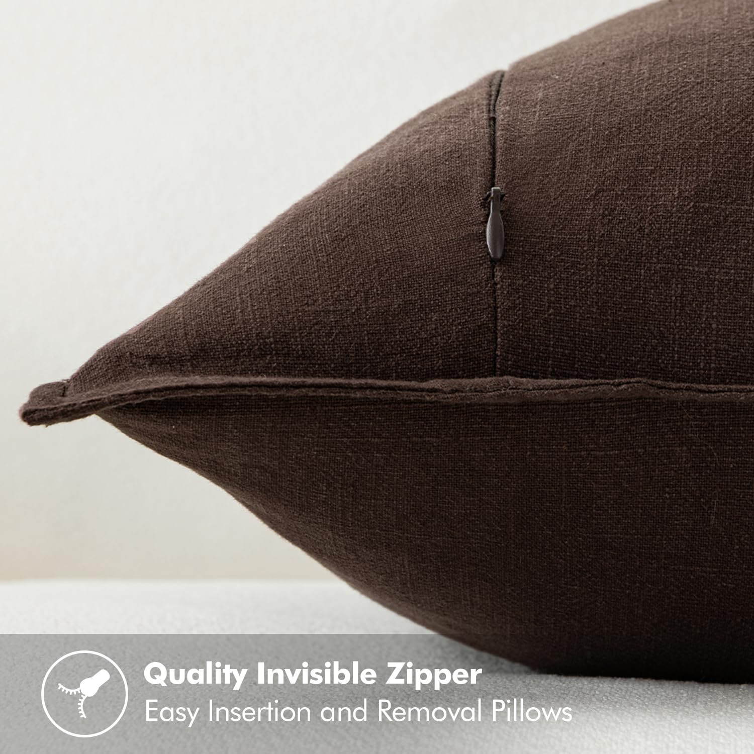 MIULEE Decorative Linen Euro Sham Pillow Covers 22x22 Inch Dark Brown Boho Farmhouse Neutral Wint... | Amazon (US)