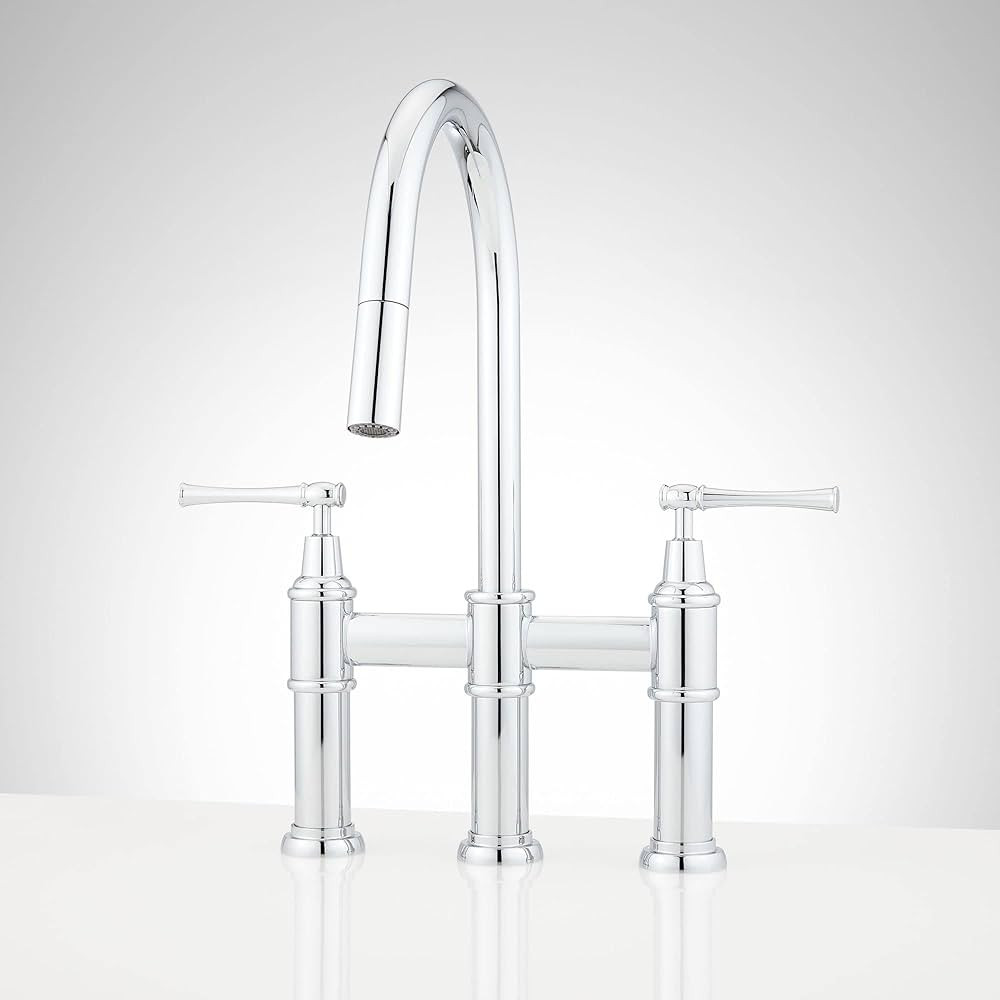 Signature Hardware 455764 Hurston 1.8 GPM Double Handle Bridge Pull-Down Kitchen Faucet | Amazon (US)
