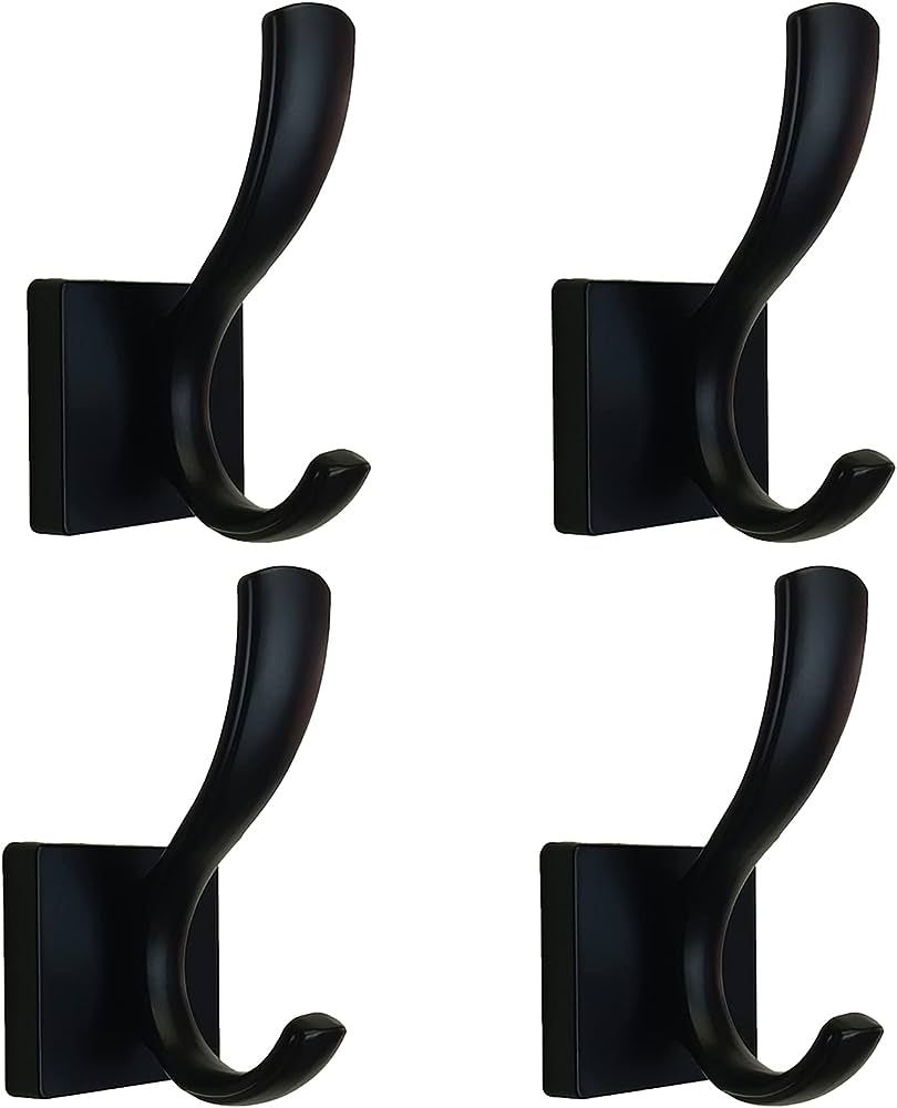 HOWMAX Black Towel Hooks, Double Towel Robe Clothes Coat Holder,Heavy Duty Wall Mount Hooks for B... | Amazon (US)