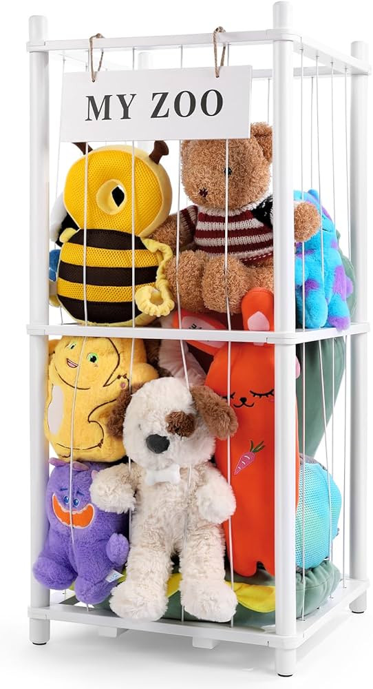 Stuffed Animal Storage Zoo, Wooden Stuffed Animal Organizer with Elastic Cords for Boys Girls, Sp... | Amazon (US)