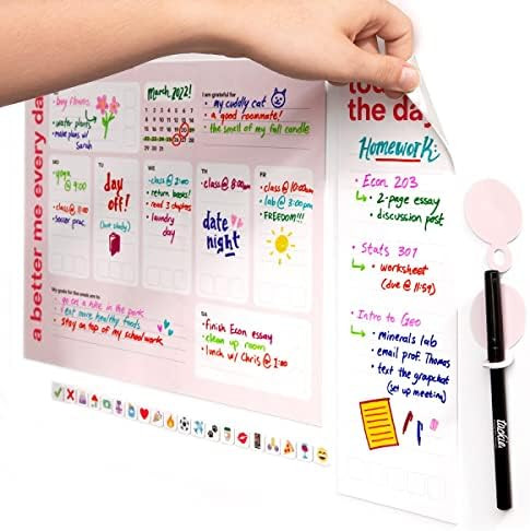 M.C. Squares Reusable Weekly Planning Kit - Pink. Clings to Stainless Steel & Glass. Includes Planne | Amazon (US)