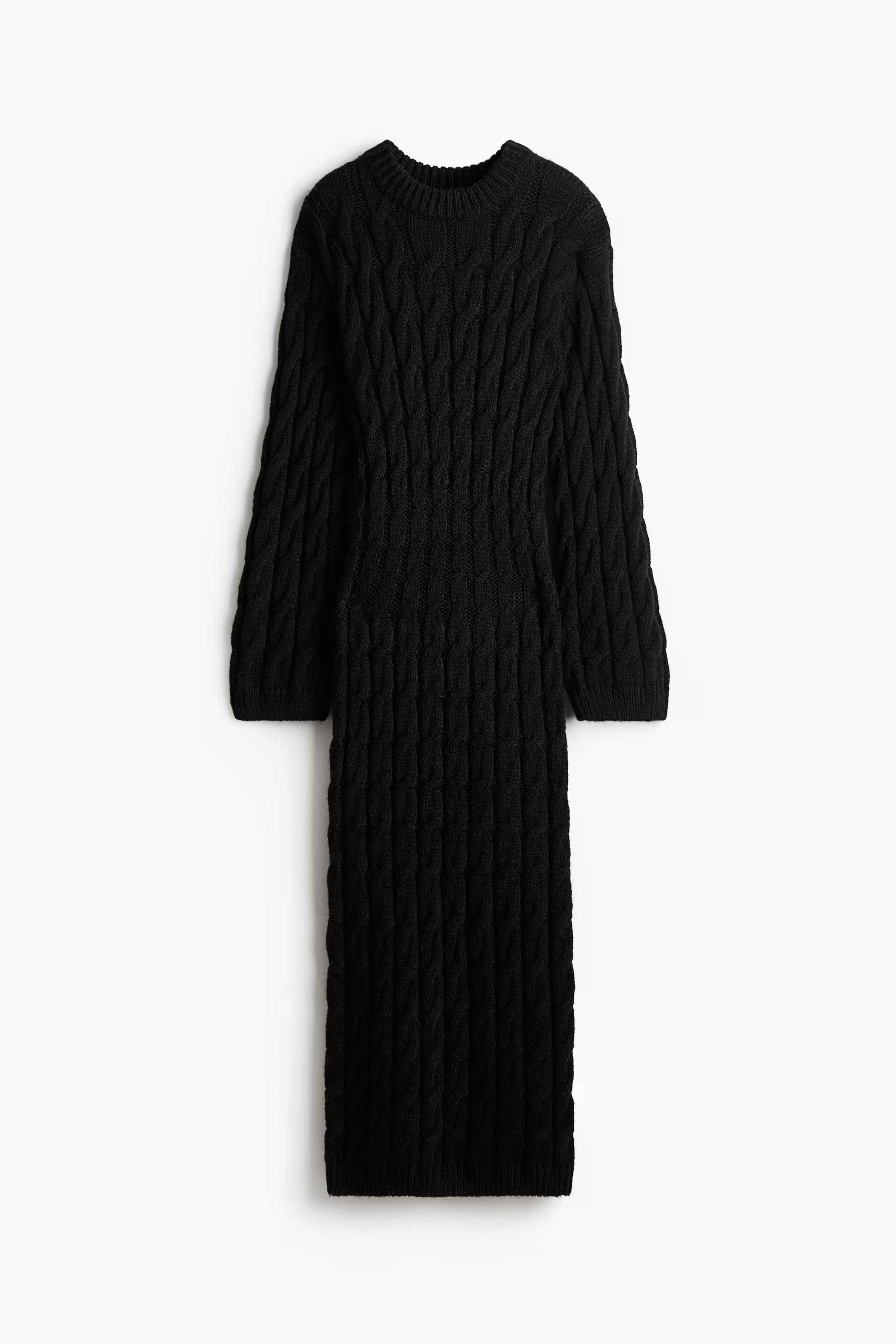 Cable-knit midi dress - Black - Ladies | H&M GB | H&M (UK, MY, IN, SG, PH, TW, HK)