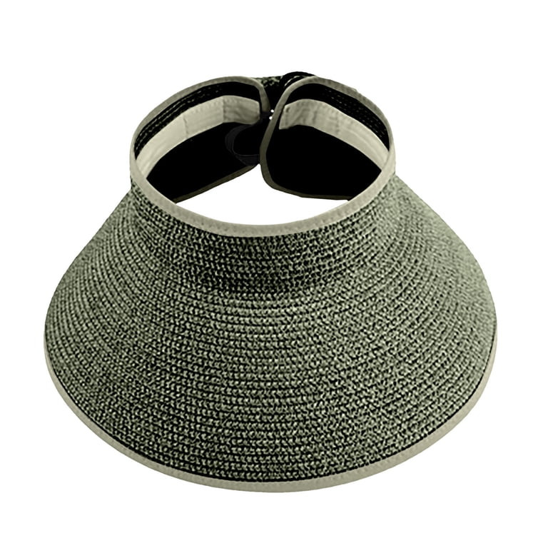 Umfun Women's Wide Brim Straw Visor, Open-Top Sun Hat with Adjustable Back, Breathable Woven Viso... | Walmart (US)