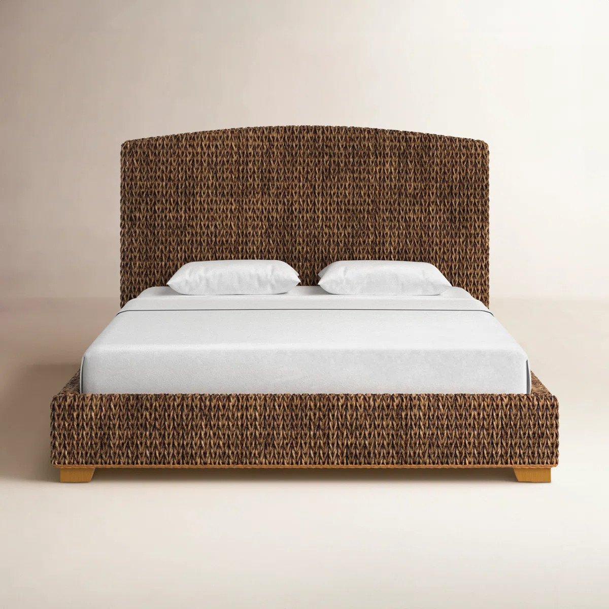 Arleen Banana Leaf Eastern King Panel Bed Amber | Wayfair North America