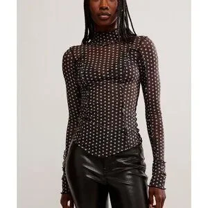 Free People Charlie Printed Mesh Top|Luna Dot  Medium | Poshmark