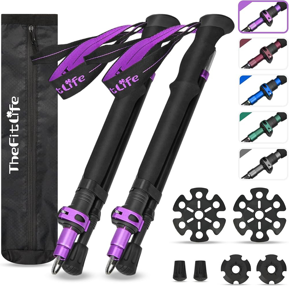 TheFitLife Collapsible Trekking Poles for Hiking – Lightweight Folding Walking Sticks for Men a... | Amazon (US)