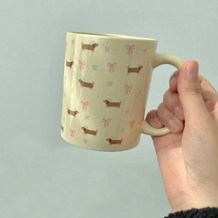 1 Funny Dachshund Pattern Ceramic Coffee Mug, Inspirational Gift For Friend's Birthday/Anniversar... | SHEIN