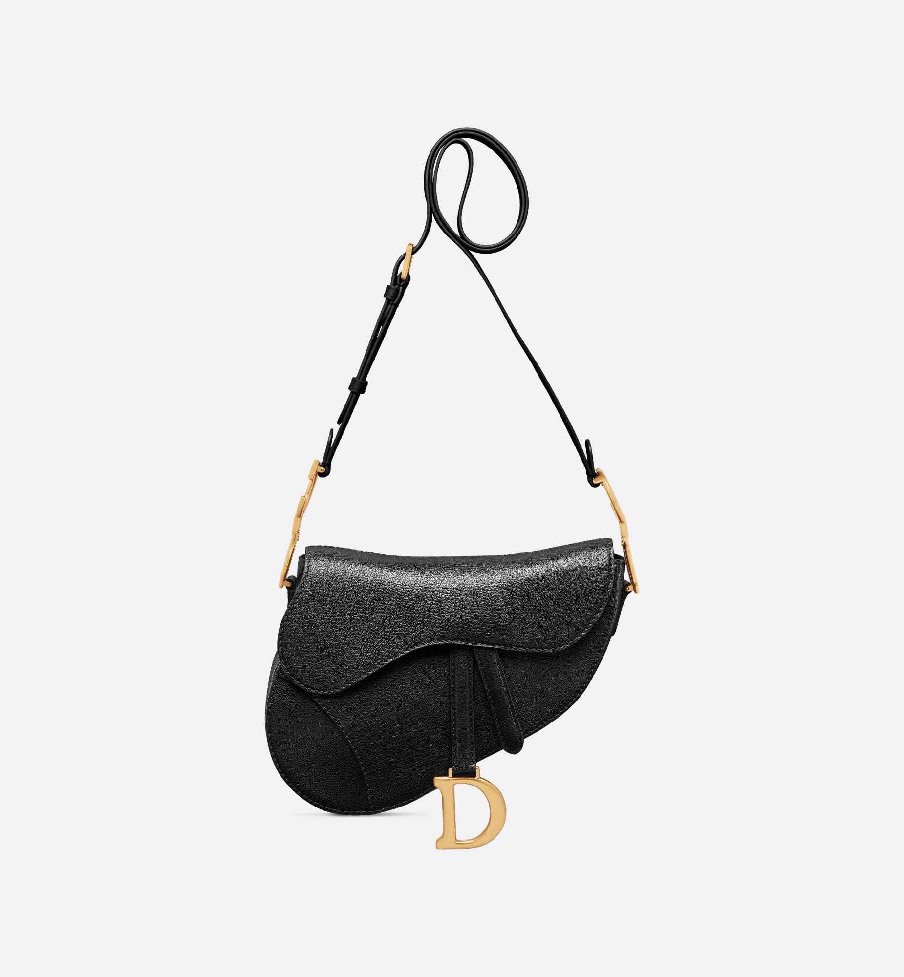 Medium Soft Saddle Bag with Strap Black Goatskin | DIOR | Christian Dior Parfums UK