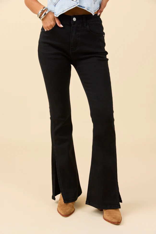 My Favorite Black Slit Hem Jeans SALE | Pink Lily
