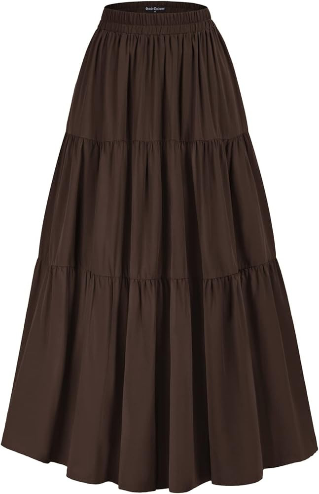 Scarlet Darkness Maxi Long Skirts for Women Summer Flowy Renaissance Skirt with Pockets | Amazon (US)