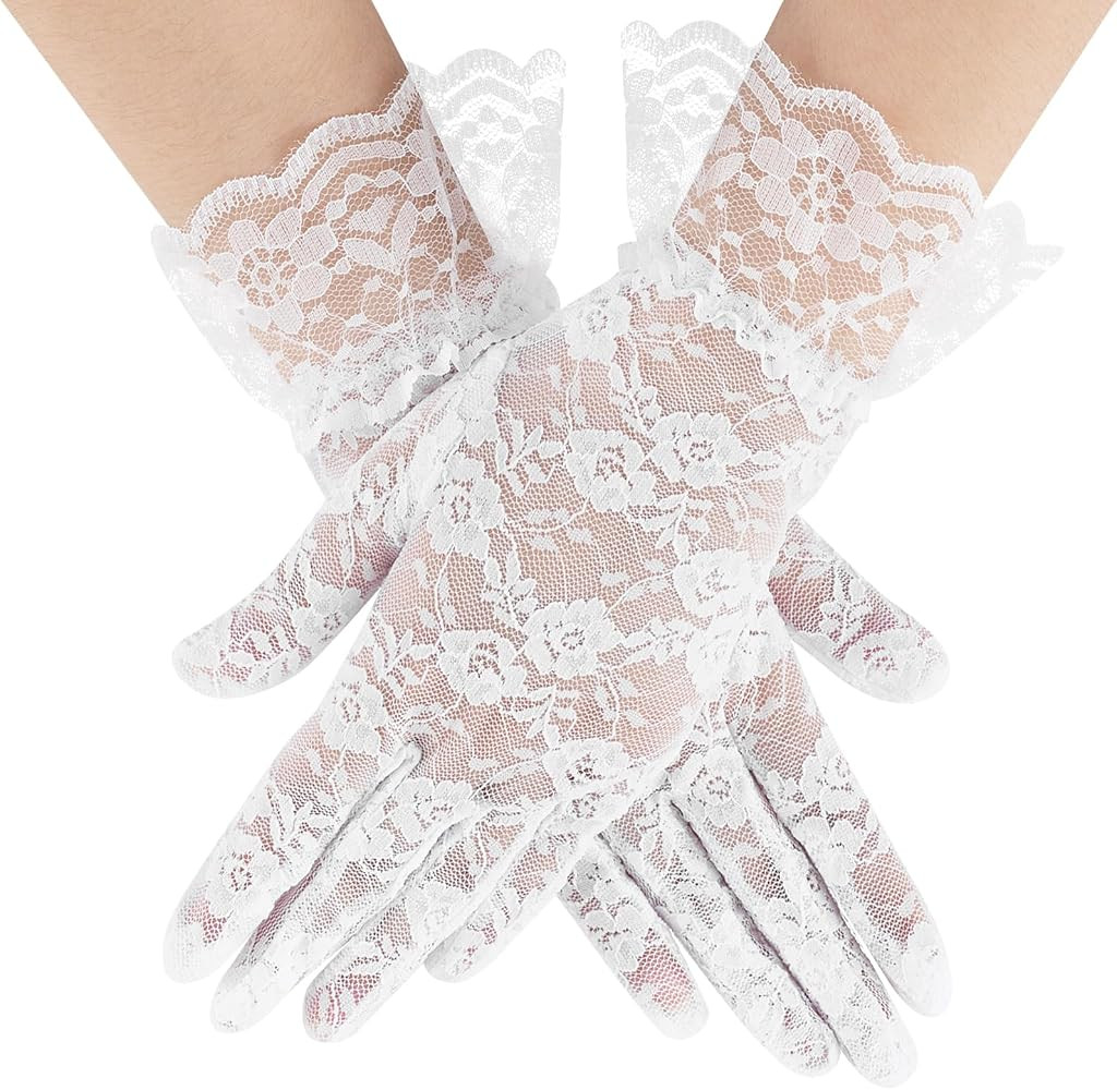 Black Lace Gloves for Women, 2 PCS Black Lace Gloves for Women | Amazon (US)