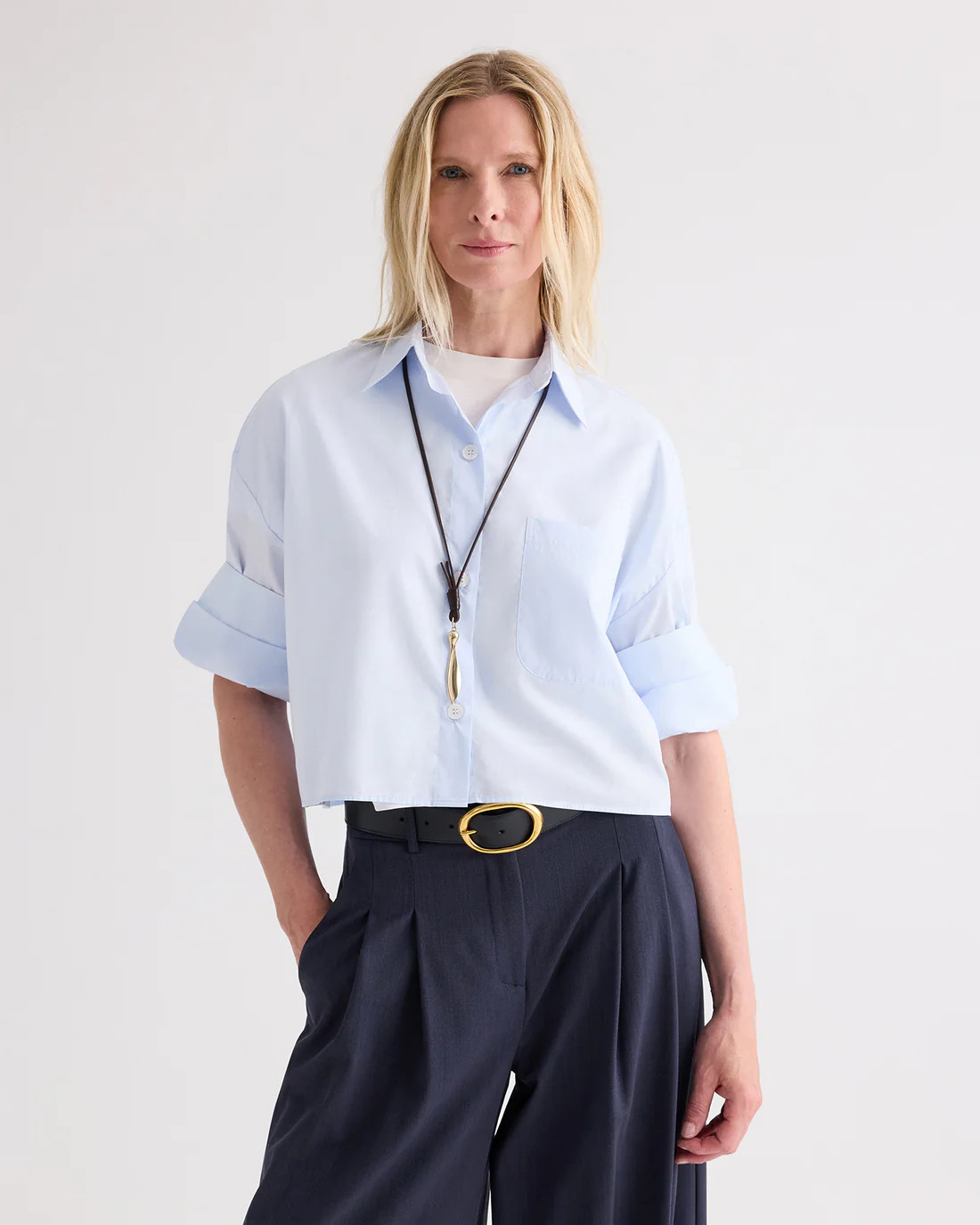 The Next Ex | Blue Short Sleeve Cotton Shirt | TWP Clothing | TWP