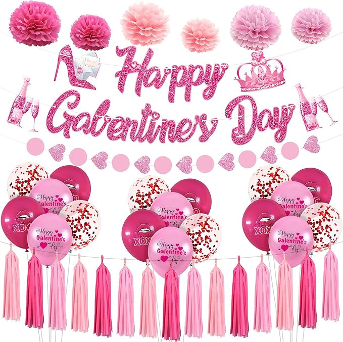 KatchOn, Happy Galentines Day Decorations Kit - Huge Pack of 27 | Galentines Day Banner for Galen... | Amazon (US)