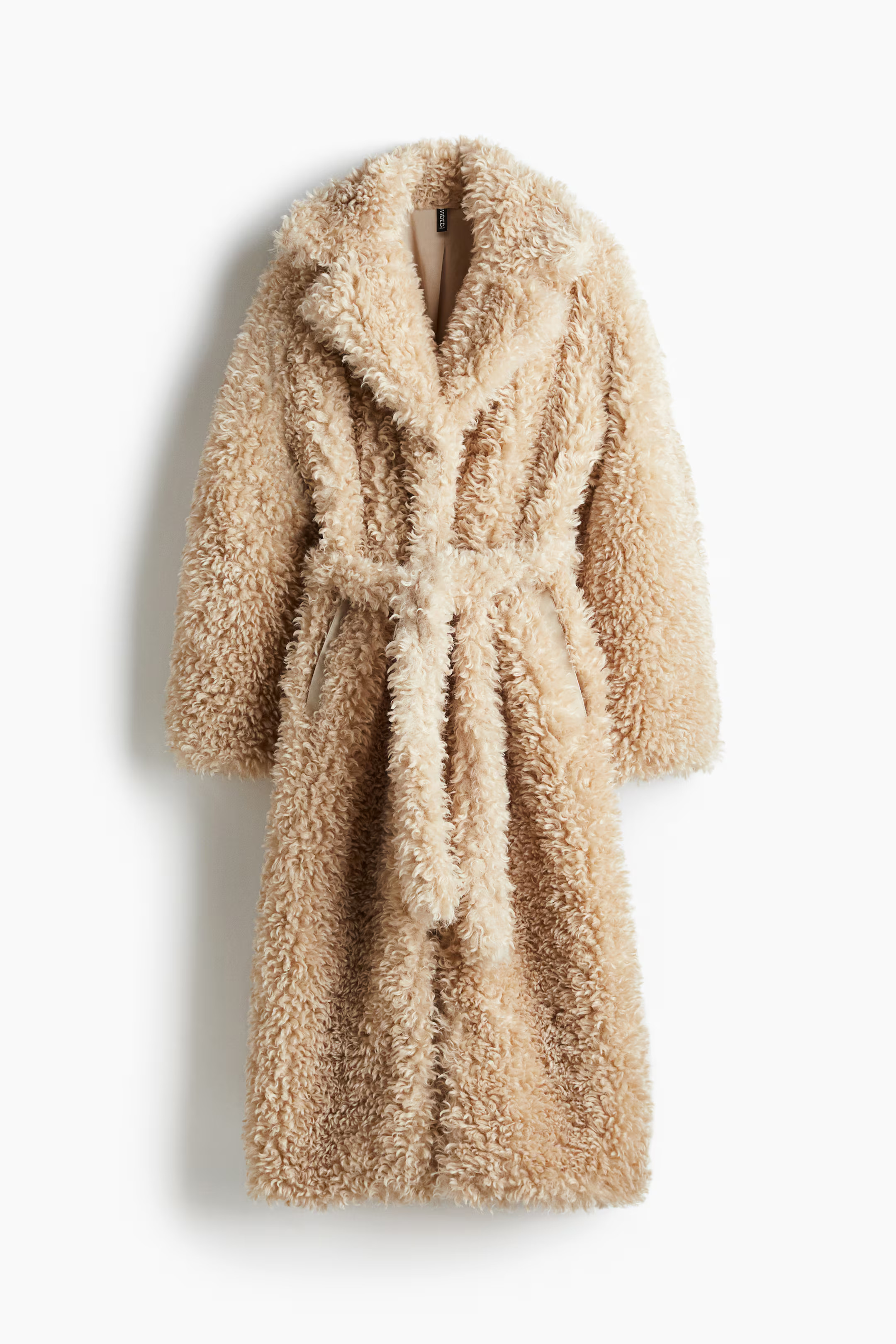 Tie-belt teddy coat - Light beige - Ladies | H&M GB | H&M (UK, MY, IN, SG, PH, TW, HK)
