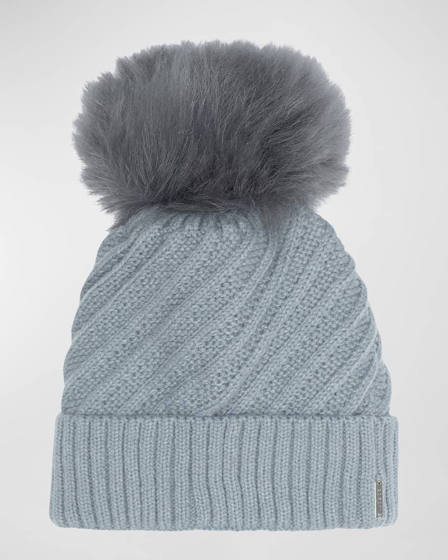 Gorski Knit Beanie with Lamb Shearling Pom | Neiman Marcus