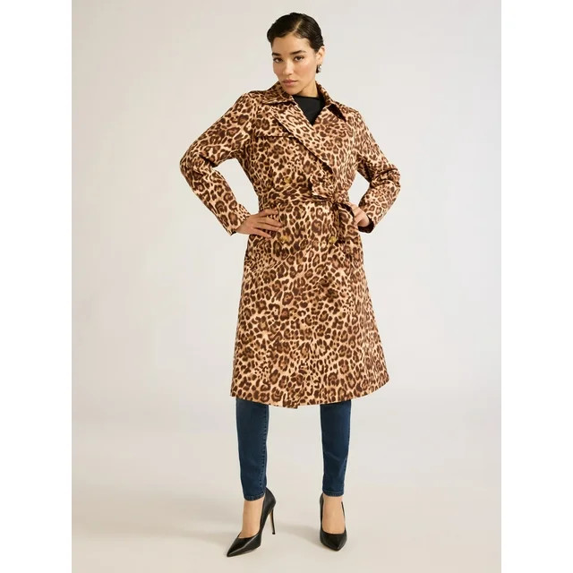 Sofia Jeans Women's Double Breasted Trench Coat, Sizes XS-XXL | Walmart (US)