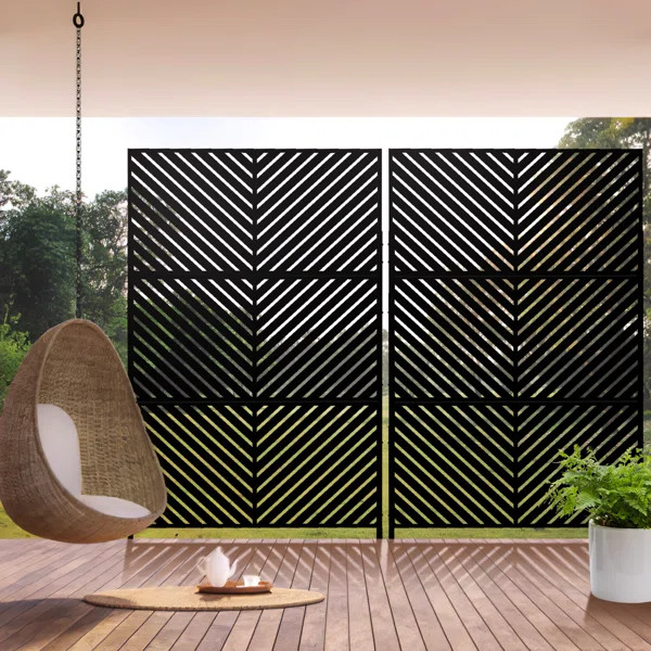 Black 6 ft. H x 4 ft. W Metal Privacy Screen | Wayfair North America