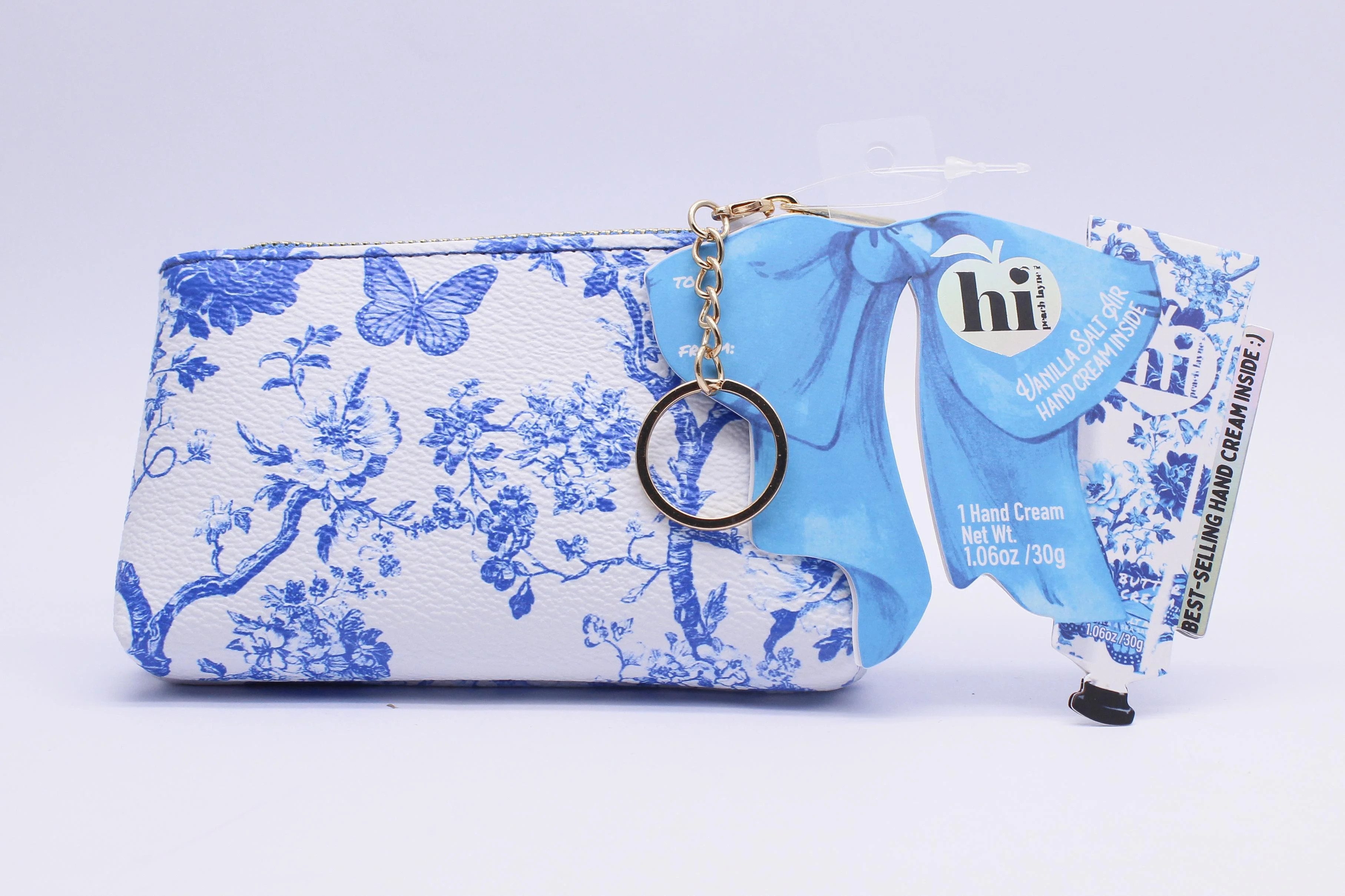 Hi Peach Layne  4.9  x 2.8 inches Blue Toile Keychain Zipper Pouch with Metal Key Ring and 1.06oz... | Walmart (US)