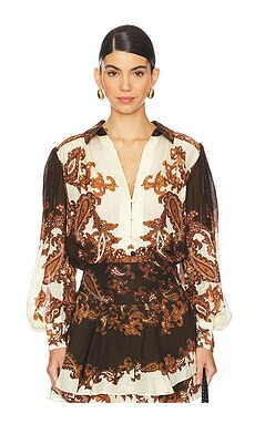 HEMANT AND NANDITA Boho Shirt in Brown Mix from Revolve.com | Revolve Clothing (Global)
