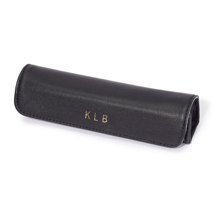 Black Leather with Gold Lettering - Three-Initial Pill Storage Case | Ross-Simons