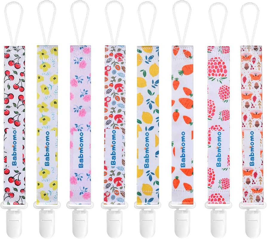 Babmomo Pacifier Clip,8 Pack Pacifier Holder for Boys and Girls,Stylish Binkie Clip Strap,Fits Mo... | Amazon (US)