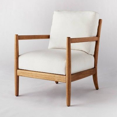 Ladder Back Wood Arm Accent Chair Cream - Threshold designed with Studio McGee | Target