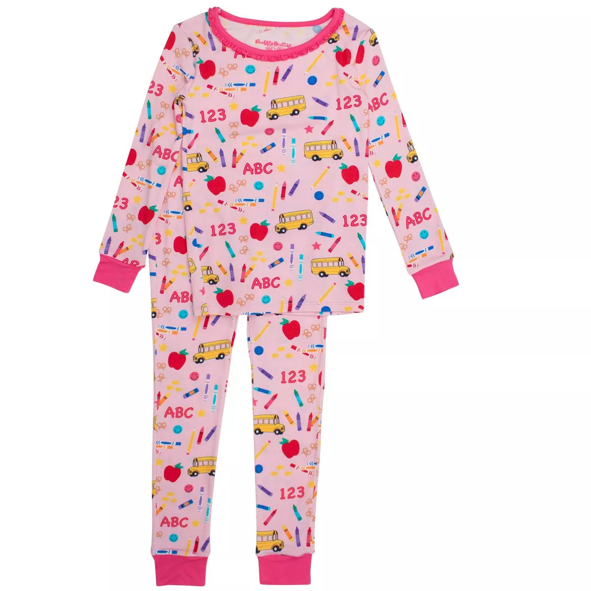 RuffleButts Girls Viscose from Bamboo Ruffle Long Sleeve Pajama Set | Target