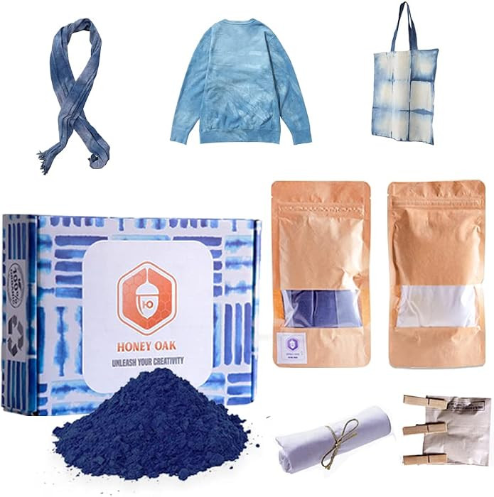 Indigo Tie Fabric Dye Kit | Natural Shibori Powder Sachet | Permanent Easy Use Textile Paint | Dy... | Amazon (US)