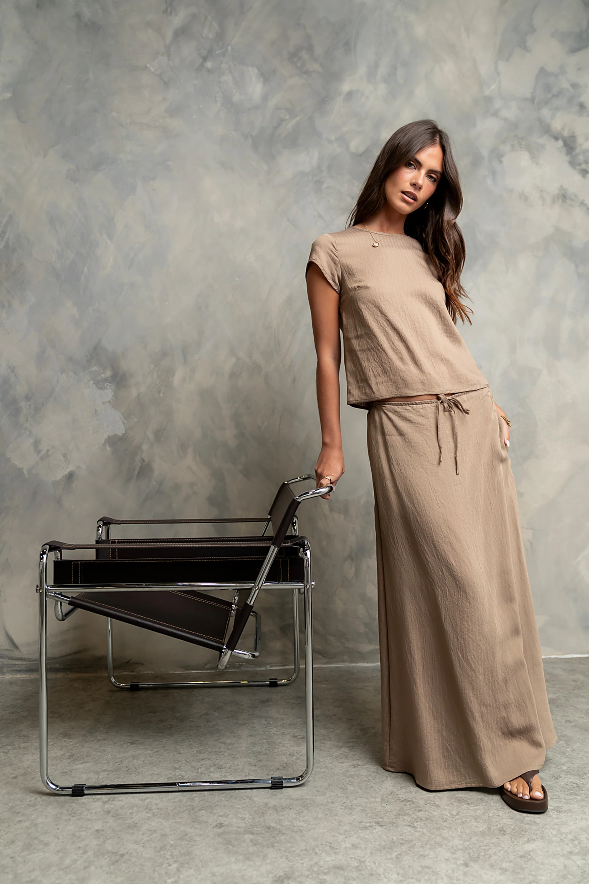 Polliana Textured Stripe Top in Mocha | Böhme US