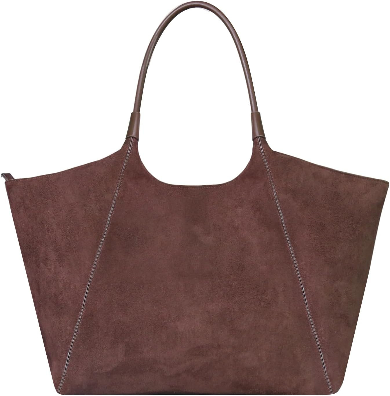 FortiVault Faux Suede Tote Bag for Women, Vegan Leather Shoulder | Amazon (US)