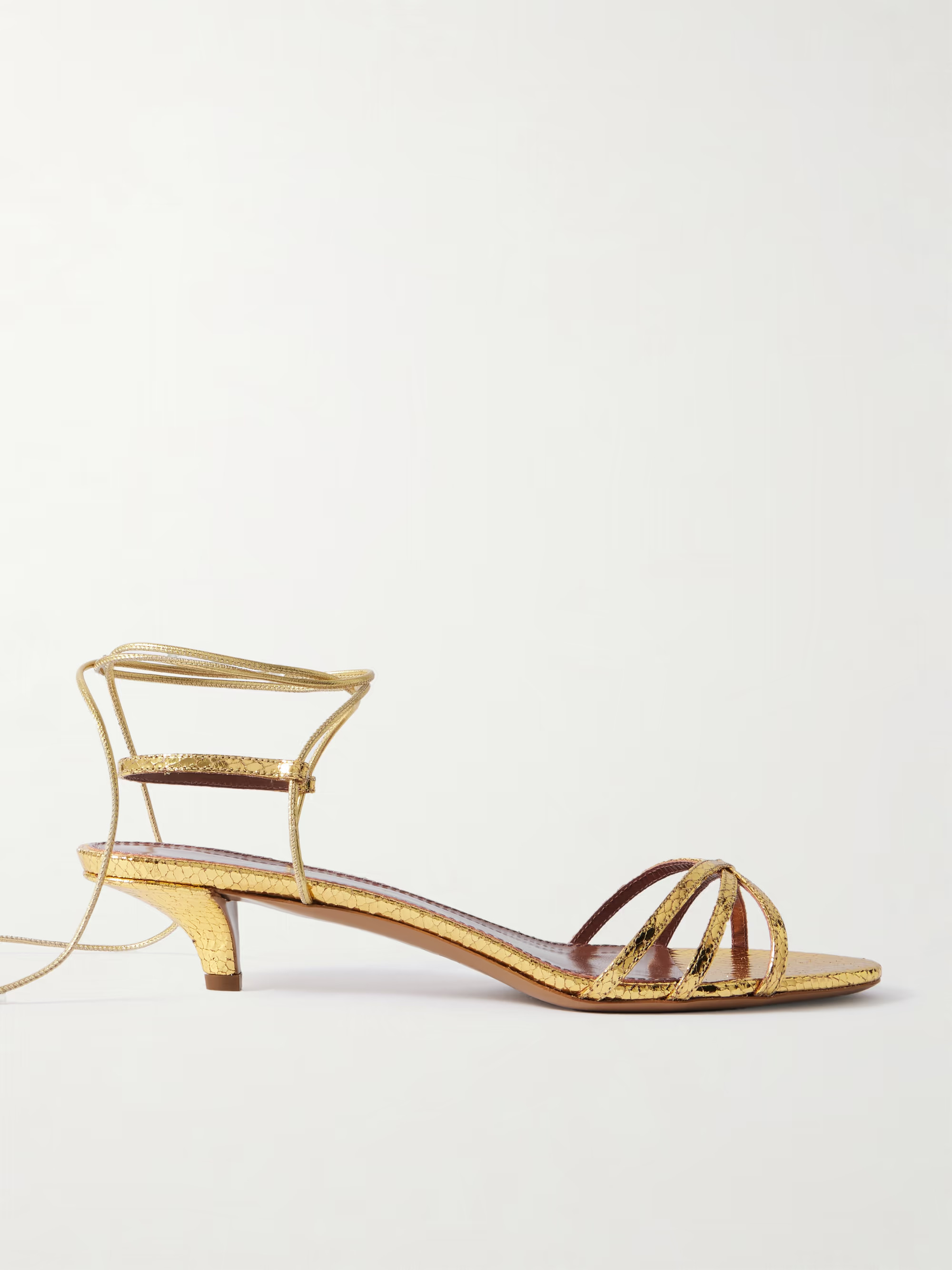 Linda metallic snake-effect leather sandals | NET-A-PORTER (UK & EU)