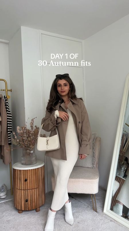 30 days of autumn outfits, day 1 ✨ I’m wearing the knit dress in size medium, the trench coat in size small. 

30 days of outfits, autumn outfits, autumn fashion, fall outfits, trench coat, knit dress 🍂

& other stories trench coat, short trench coat, H&M cream knit maxi dress, long sleeve beige maxi dress, knit body con dress, white ankle boots, modest fashion, Parisian style, chic outfit inspo, fall styling video 

30 days of autumn outfits 
30 days of outfits challenge 
30 days of fall fits 

#LTKunder100

#LTKVideo #LTKeurope #LTKU