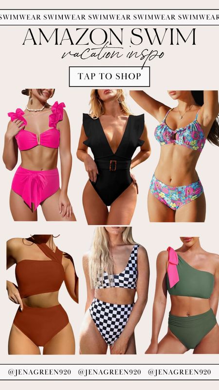 Amazon Swimsuits | Vacation Inspo | One Piece Swim | Bikini | Checkered Swimsuit | Cutout Swim

#LTKswim #LTKfindsunder50 #LTKfindsunder100