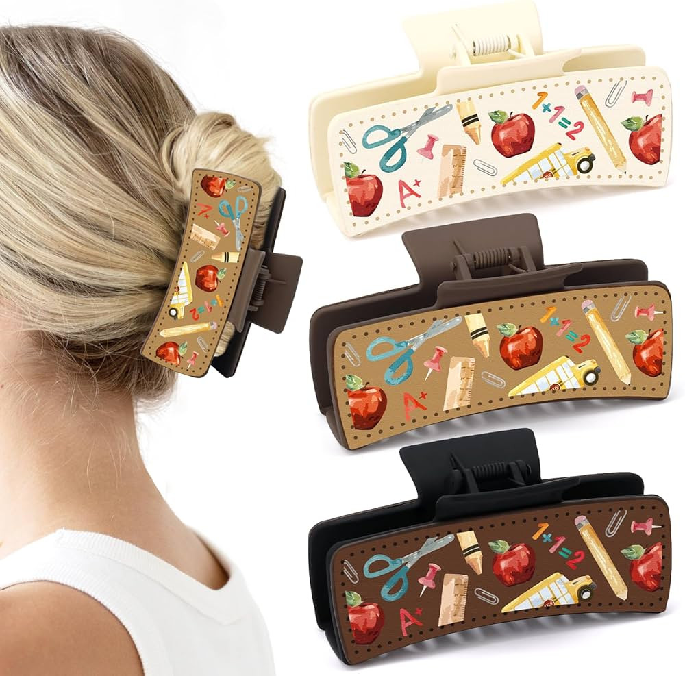 Large Claw Hair Clips 3 Pack - Thick Long Short Curly Hair Clips for Women, Teacher Appreciation ... | Amazon (US)